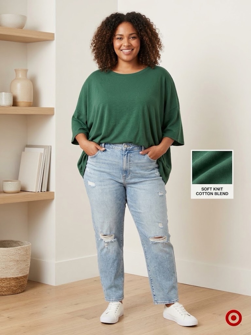 Hunter Green Plus Size Scoop Neck Tee